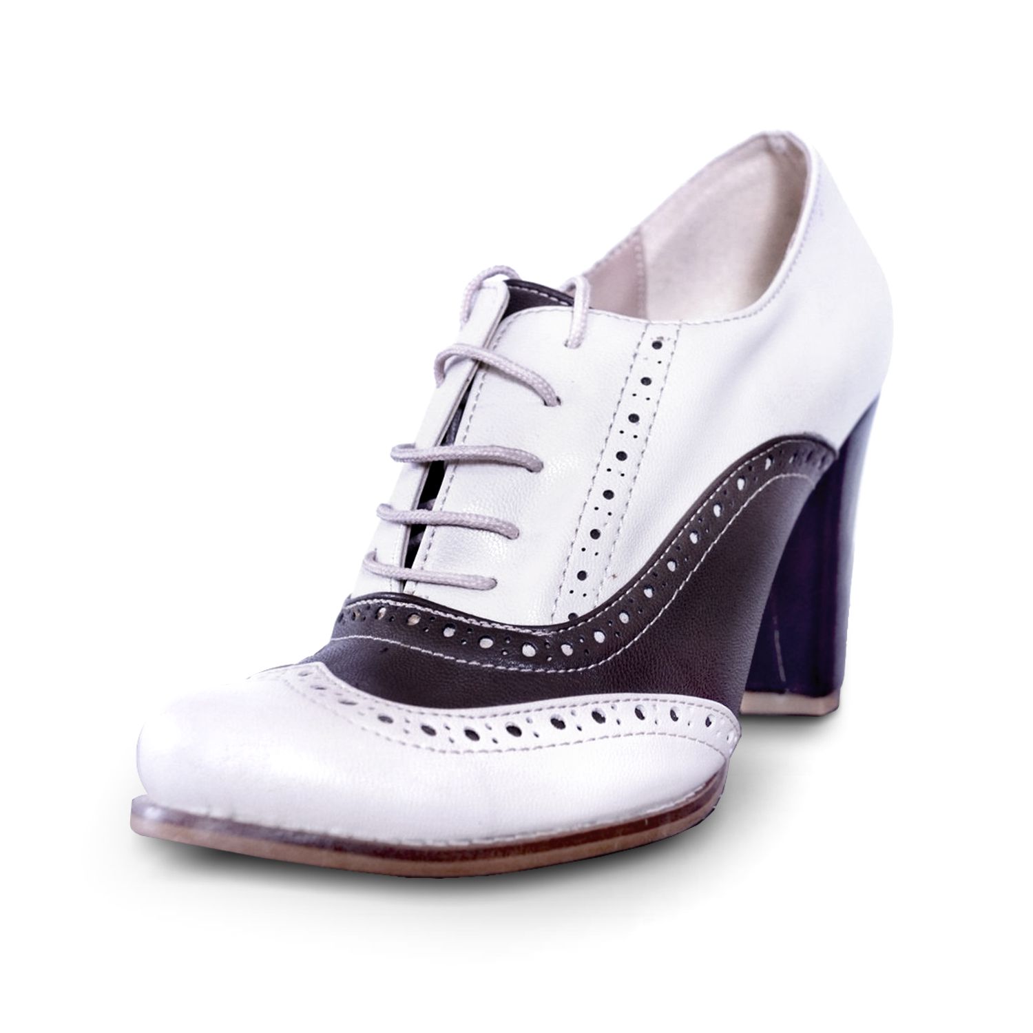 Richelieu Damenschuhe Gr. 38 creme-braun Charleston Design