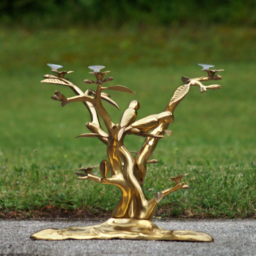 Couchtisch Vintage Messing Design Vögel Zweige Äste