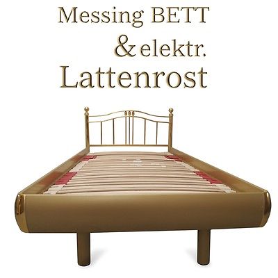 Bett Messing mit elektrischem Lattenrost, achtsam gebrauchtes Möbel superschön