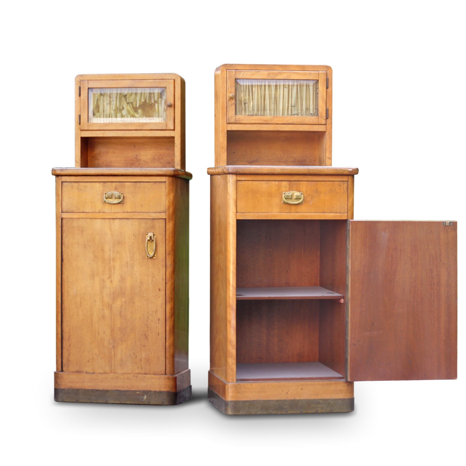 Kommoden 2 Stk. Nachtschrank Jugendstil antike Nachtkästchen Nachtschrank kleine Kommode mit Aufsatz Jugendstil antik Paar Nachtkästchen