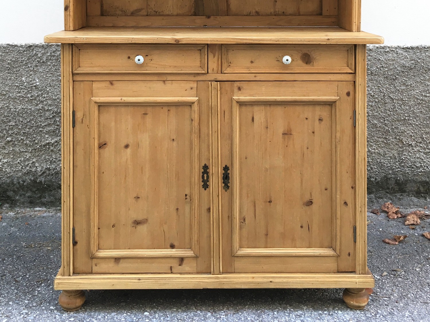 Kommode mit Vitrinenaufsatz Anrichte Kredenz Buffetschrank Weichholz antik