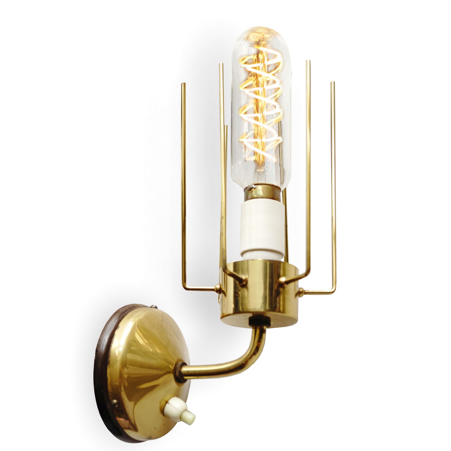 Wandlampen Midcentury Messing Industrialdesign Retro Edisonbirne 60er- 70er-Jahre