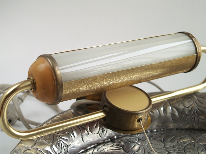 Nachttischlampe Glas Messing Vintage