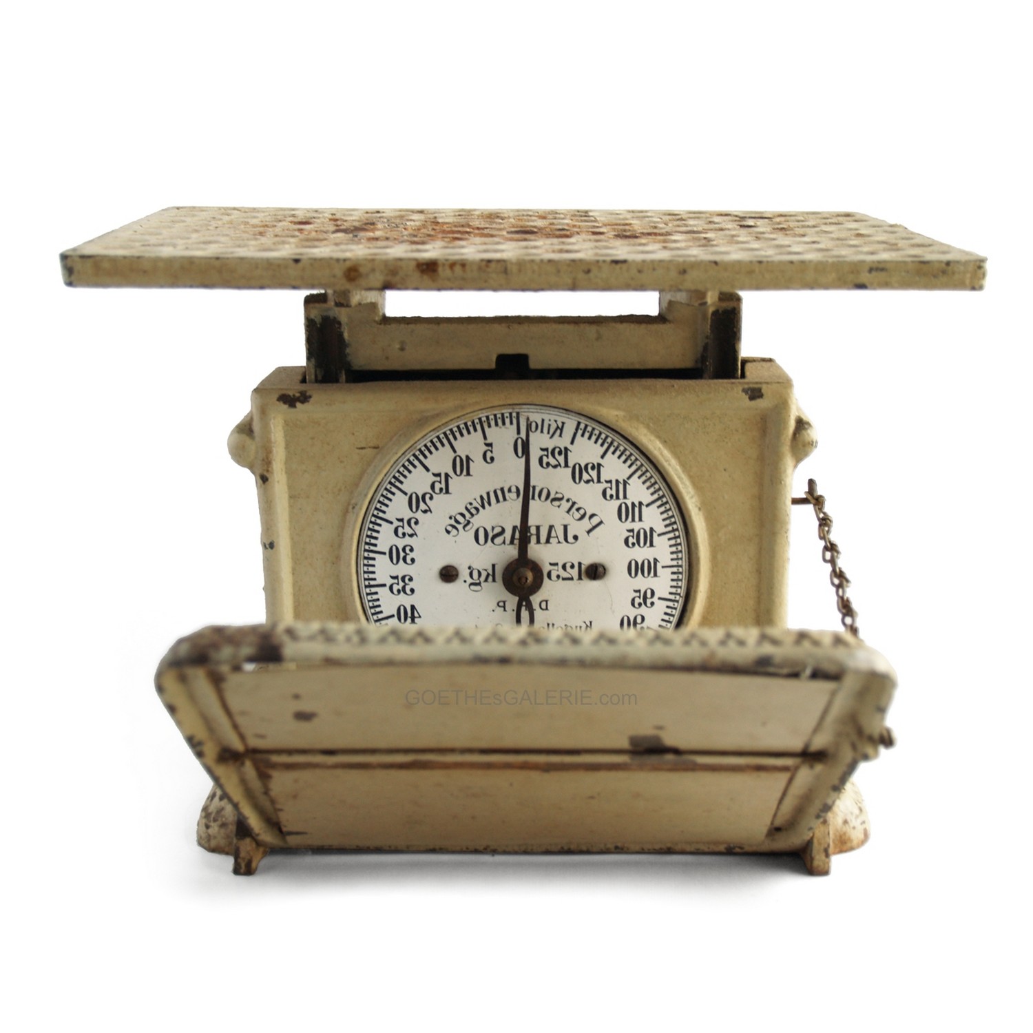 Jaraso Spiegelwaage Personenwaage Gusseisen Waage beige Waage antik