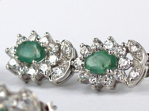 Smaragd Ohrstecker 925 Silber