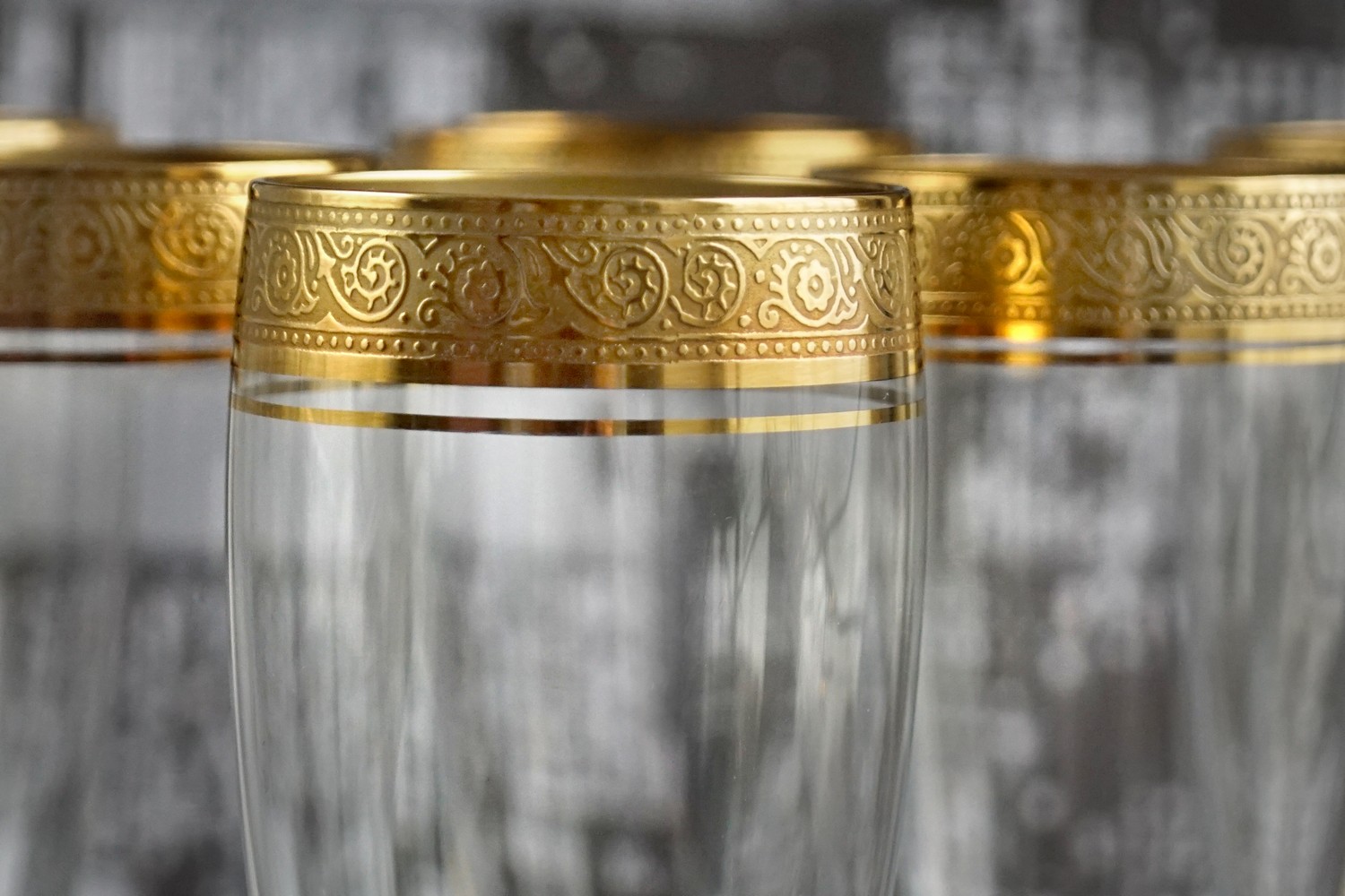 Sektgläser Goldrand Kristallgläser Champagnerflöten Theresienthal Vintage Bleikristall Mintonborte
