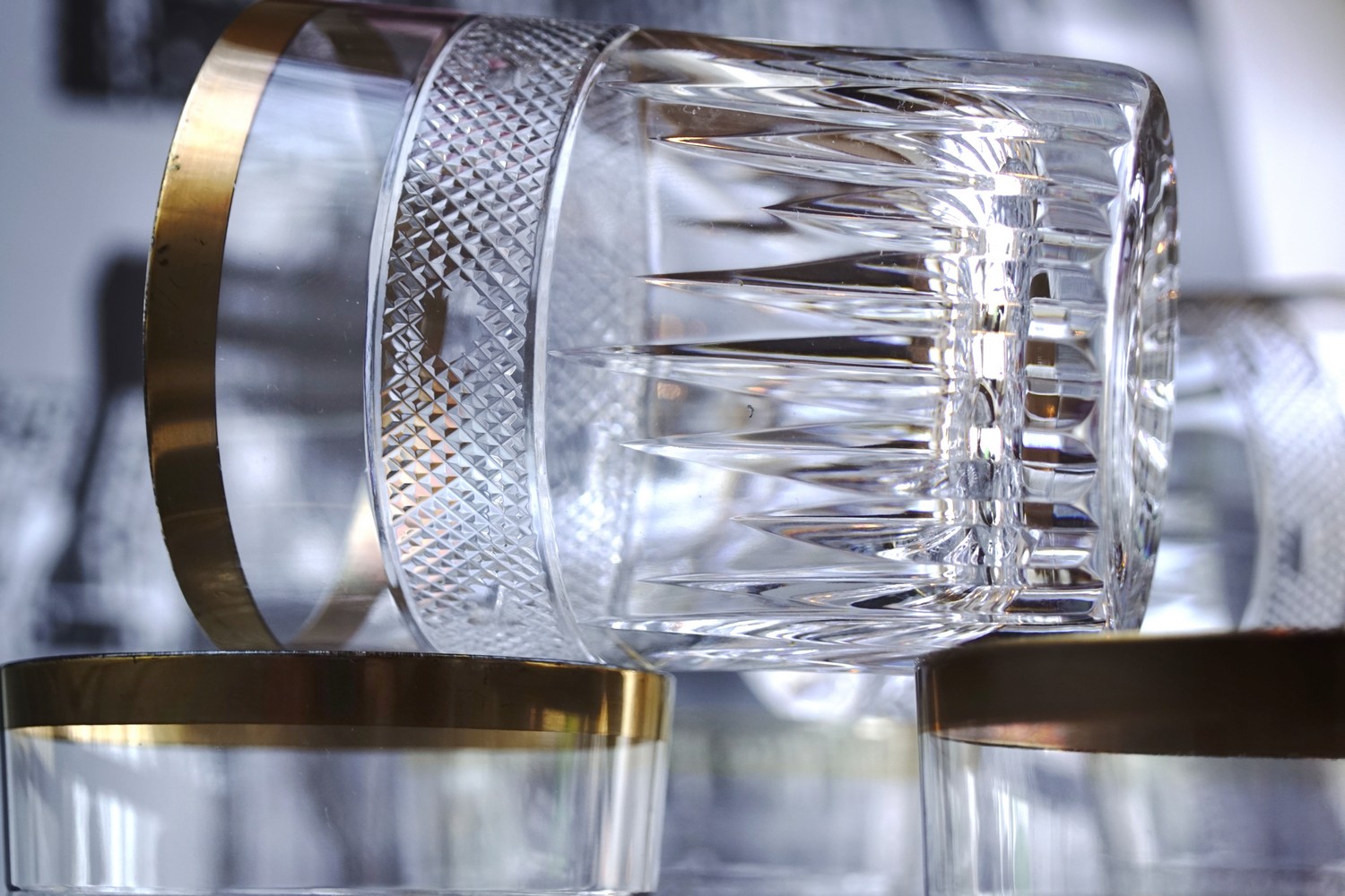 Bleikristall Gläser Becher Goldrand Kristallgläser Whisky od Saft