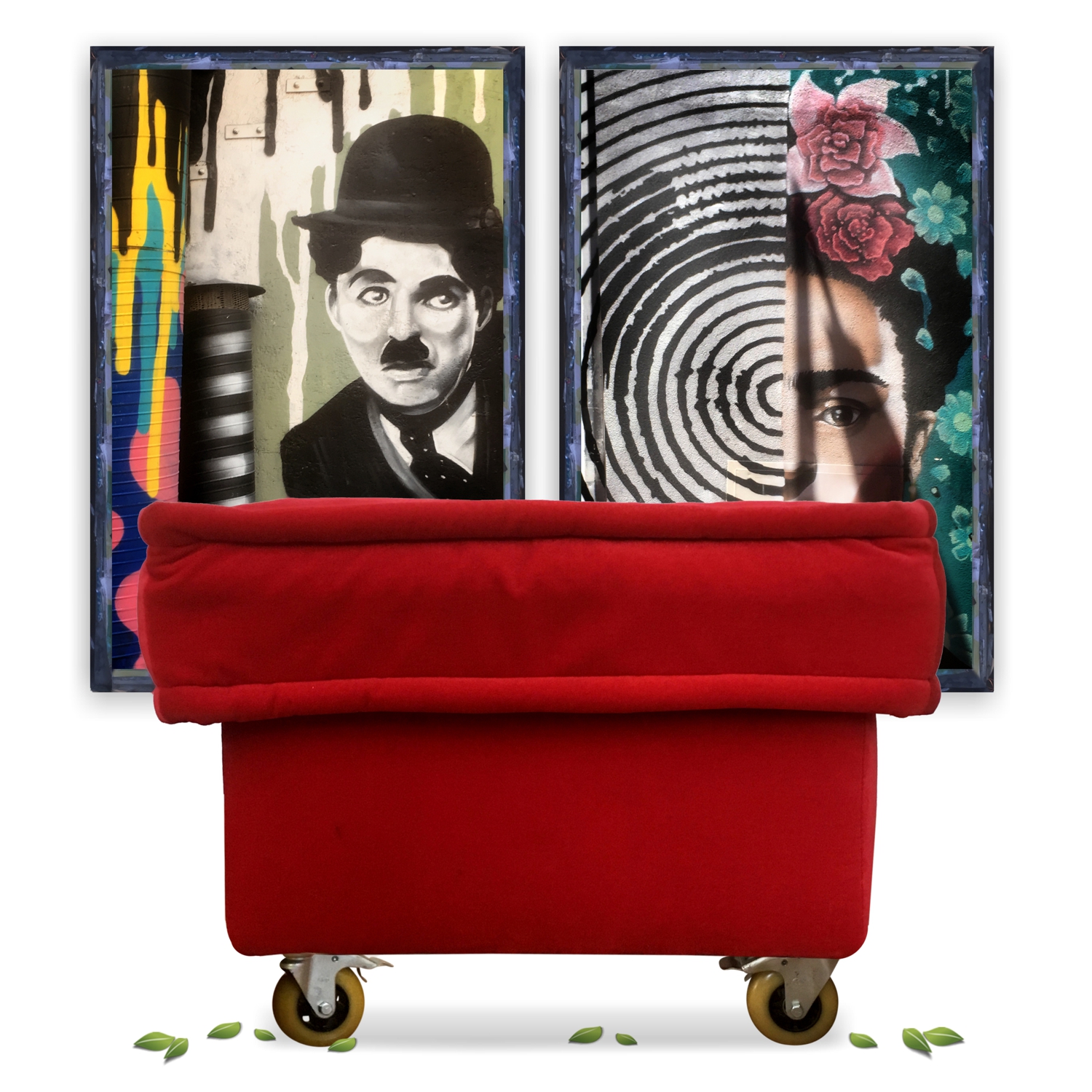 BRETZ Hocker rot mit Rollen Sitzhocker Monster Design Bretz Monster rot Sofastuhl Stuhl Hocker Tisch