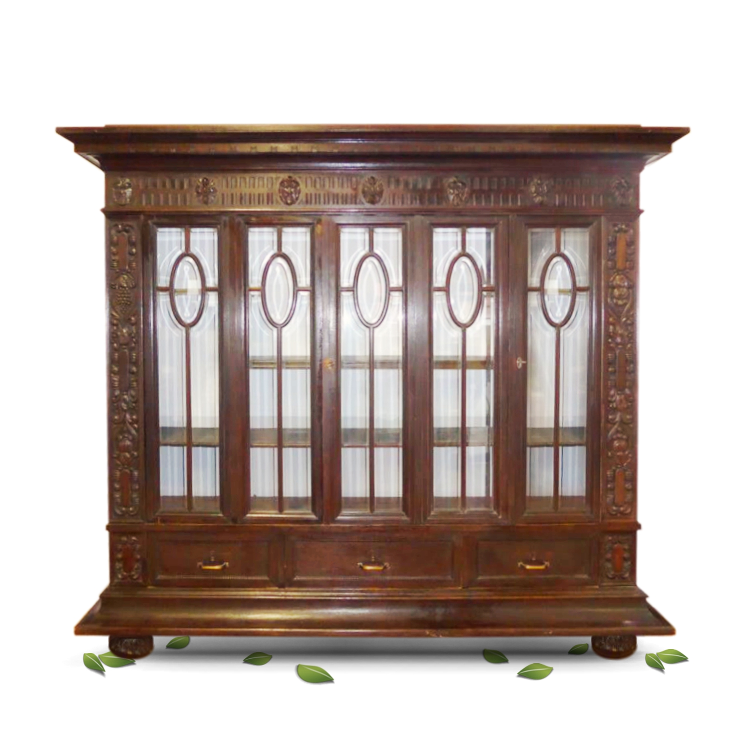 Schrank antiker Bücherschrank Geschirrschrank Bleikristall-Facettengläser Vitrine Schrank antiker Bücherschrank Geschirrschrank Bleikristall-Facettengläser Vitrine