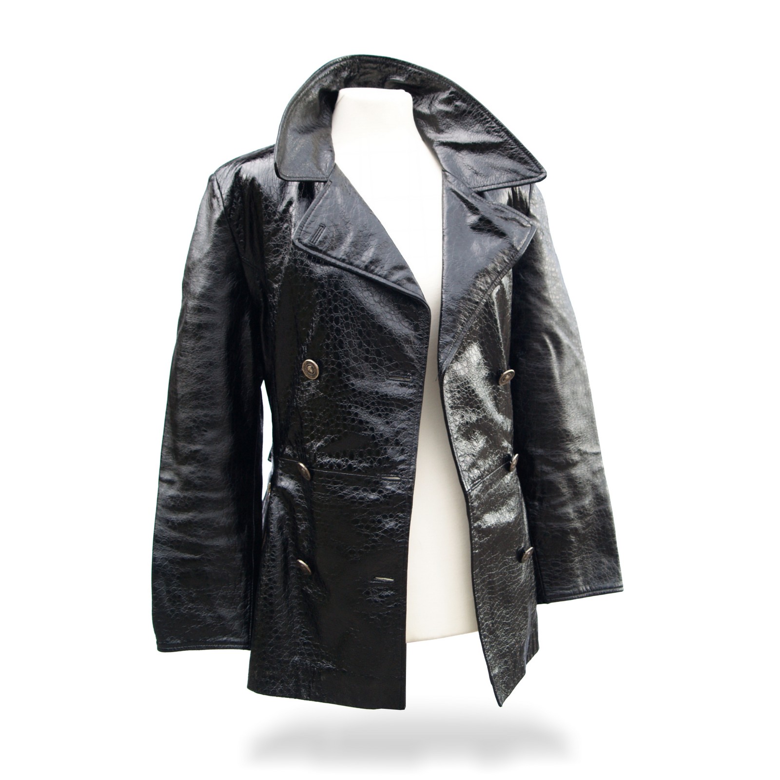 Breiter Kragen Jacke Leder