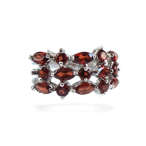 Ring 925 Silber Edelstein Schmuck üppiger Cocktailring echter Granat 925 Silber Edelsteine Ring rot
