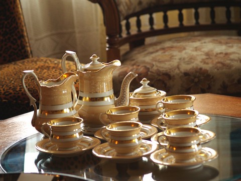 Antiks Porzellan Geschirr Biedermeier Kaffee Set