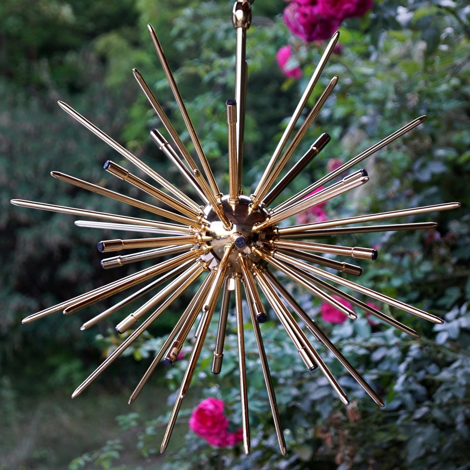 Hängelampe "Starburst" Spaceage Design Orion Wien Leuchter Messing Hängelampe Kronleuchter Starburst Design Spaceage Landhausstil vergoldet