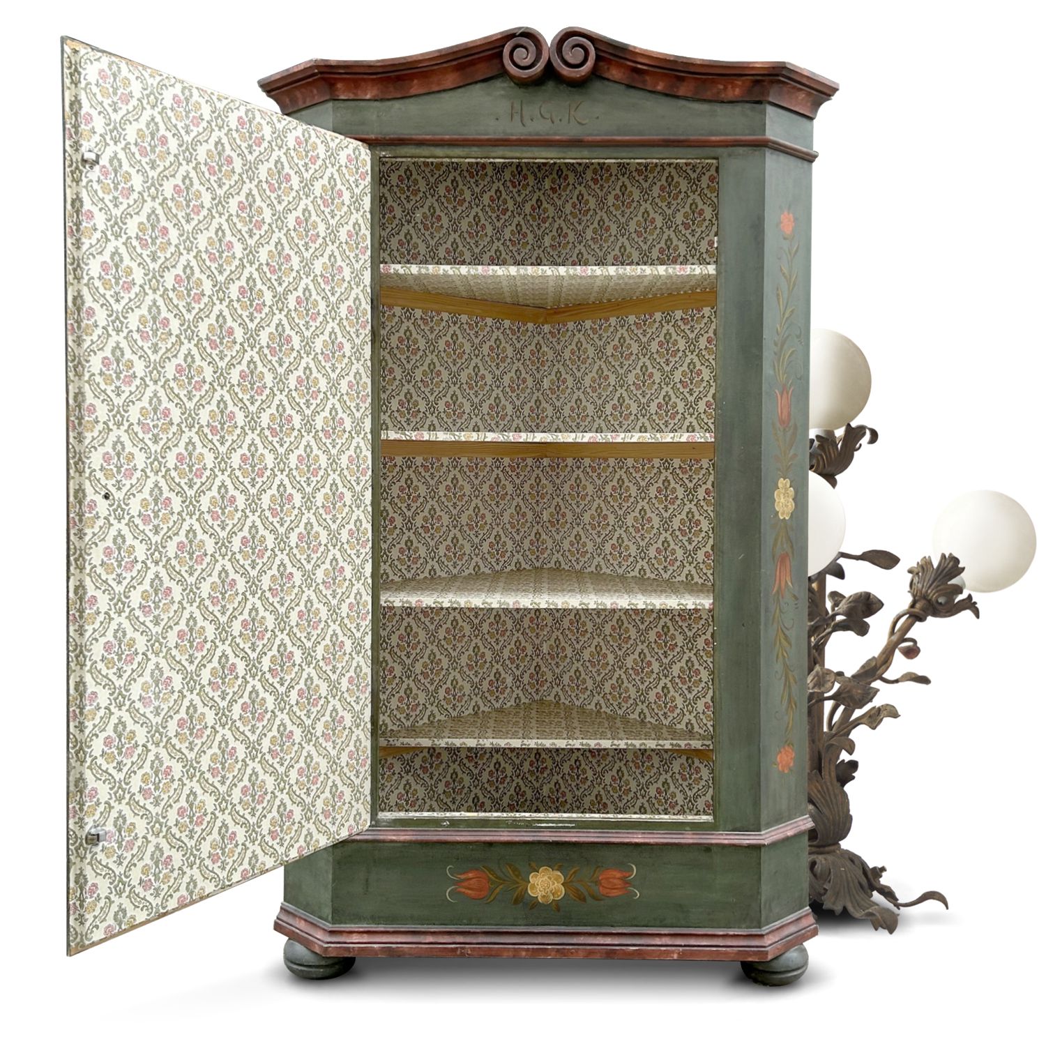 Landhaus Bauernschrank grün bemalt 20. Jhdt. Eckschrank toll Landhaus Bauernschrank grün bemalt 20. Jhdt. Eckschrank toll