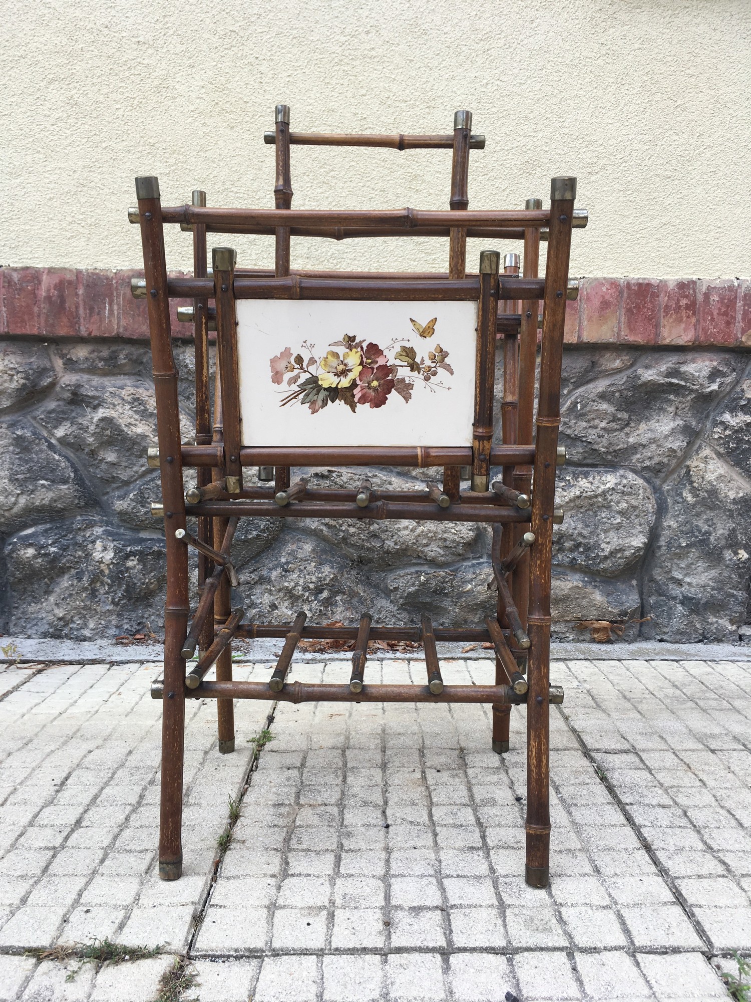 Zeitungshalter Regal Beistelltisch Thonet um 1900 antik Bambus