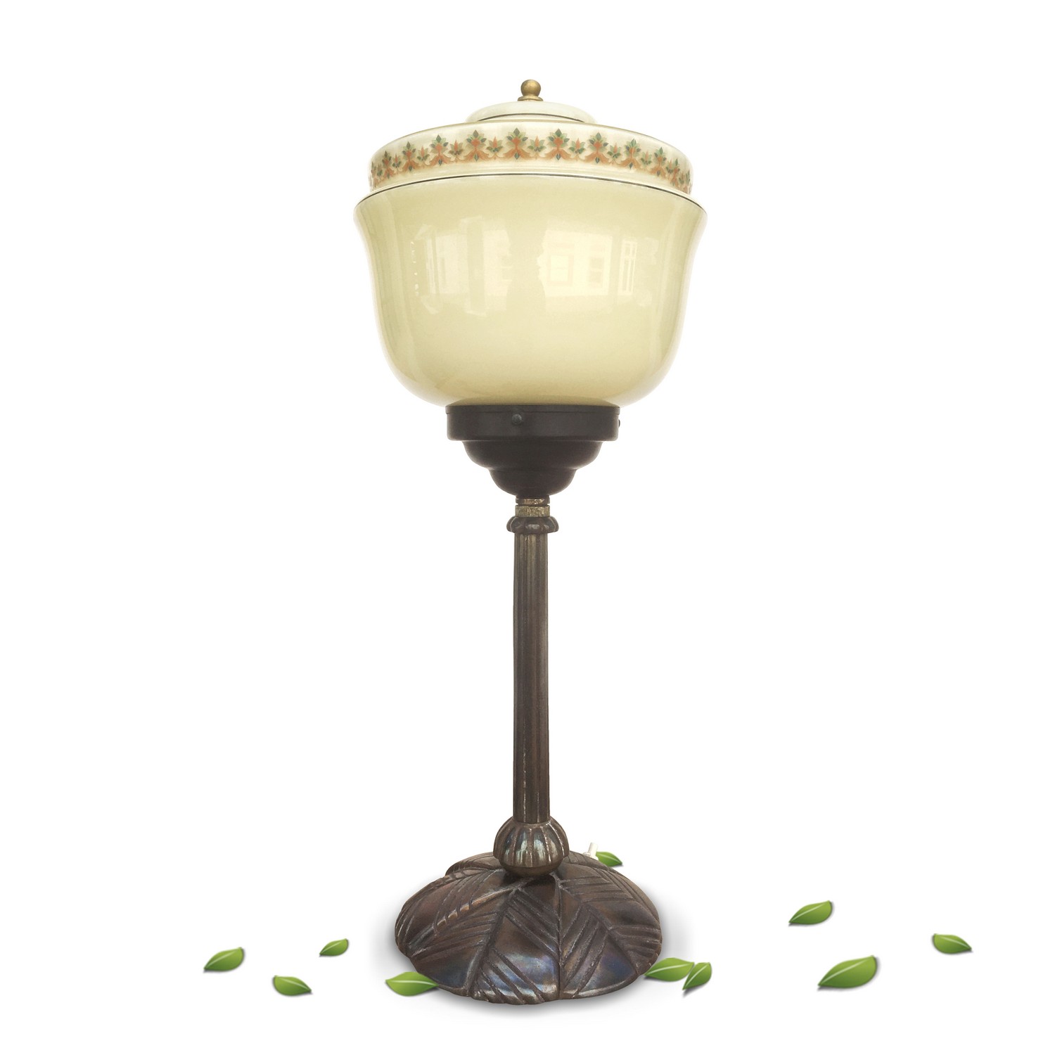 Tischleuchter antik Artdeco Lampe creme schwarz