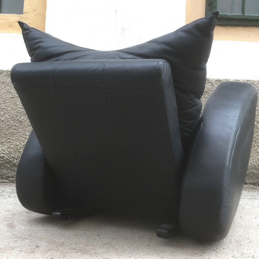 Bretz Sessel Popeye Leder schwarz Schaukelstuhl