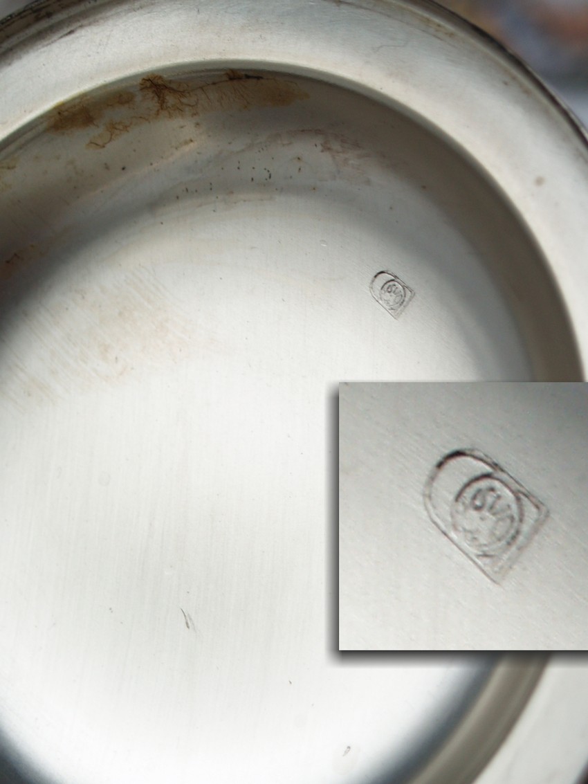 Karaffe antik Bleikristall Metall silberne Montur Sieb