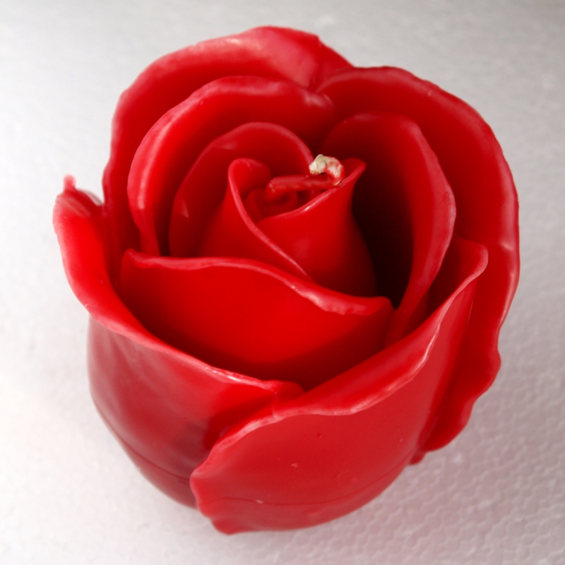 Kerze Tafelkerze Verlobung Hochzeit Festtafel Wachs große Rose rot rote Rose Kerze