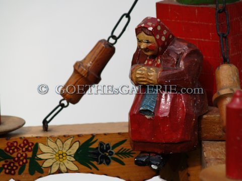 Bauernlampe Bauernluster geschnitzt Holz Figuren Leuchter