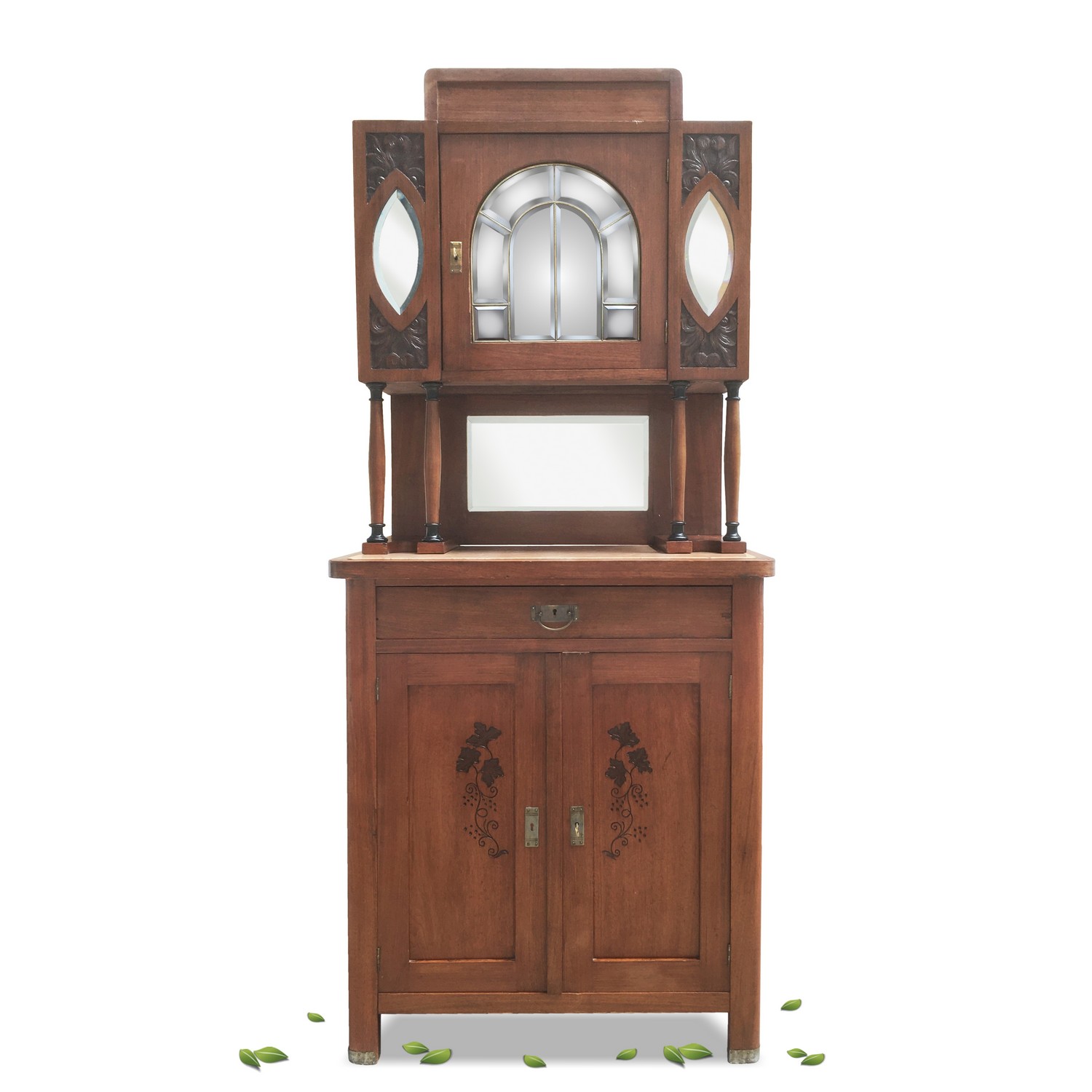 Jugendstil Schrank ArtNouveau secessionistisch Kredenz Vitrine antik