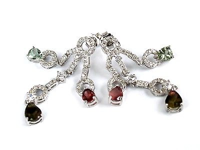 Ohrstecker Silber 925 TURMALINE Multicolor traumhaft schöne Edelstein Ohrringe