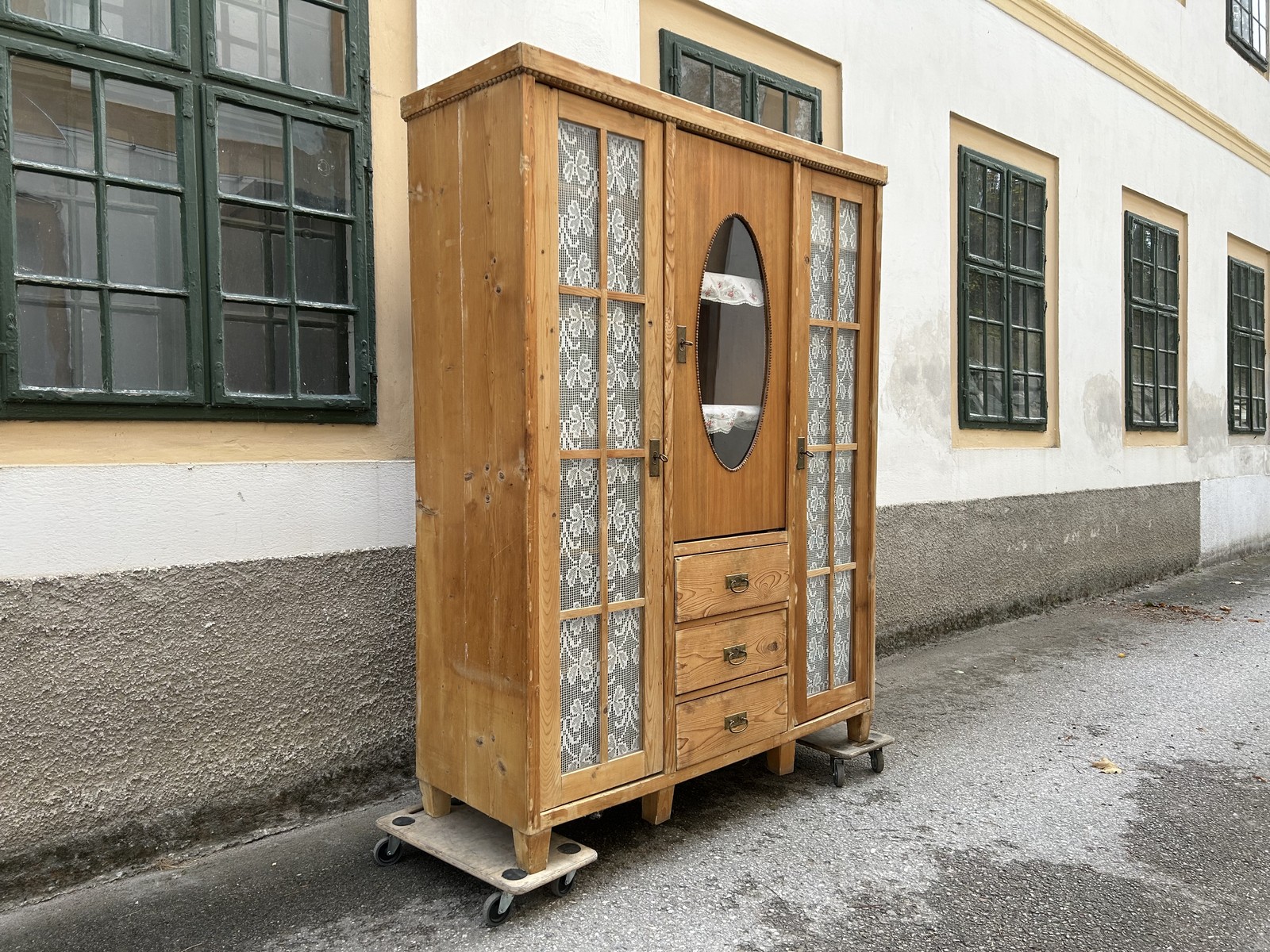 Bauernküchenschrank antik Vollholz Küchenvorratsschrank Weichholz vintage