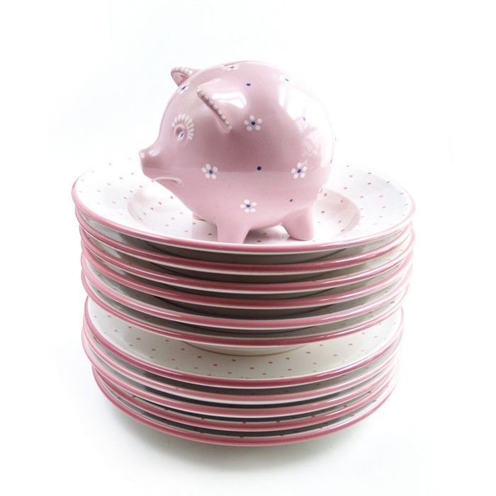 Gmundner Keramik rosa Tupf Teller Speiseteller glatt Gmundner Speiseteller