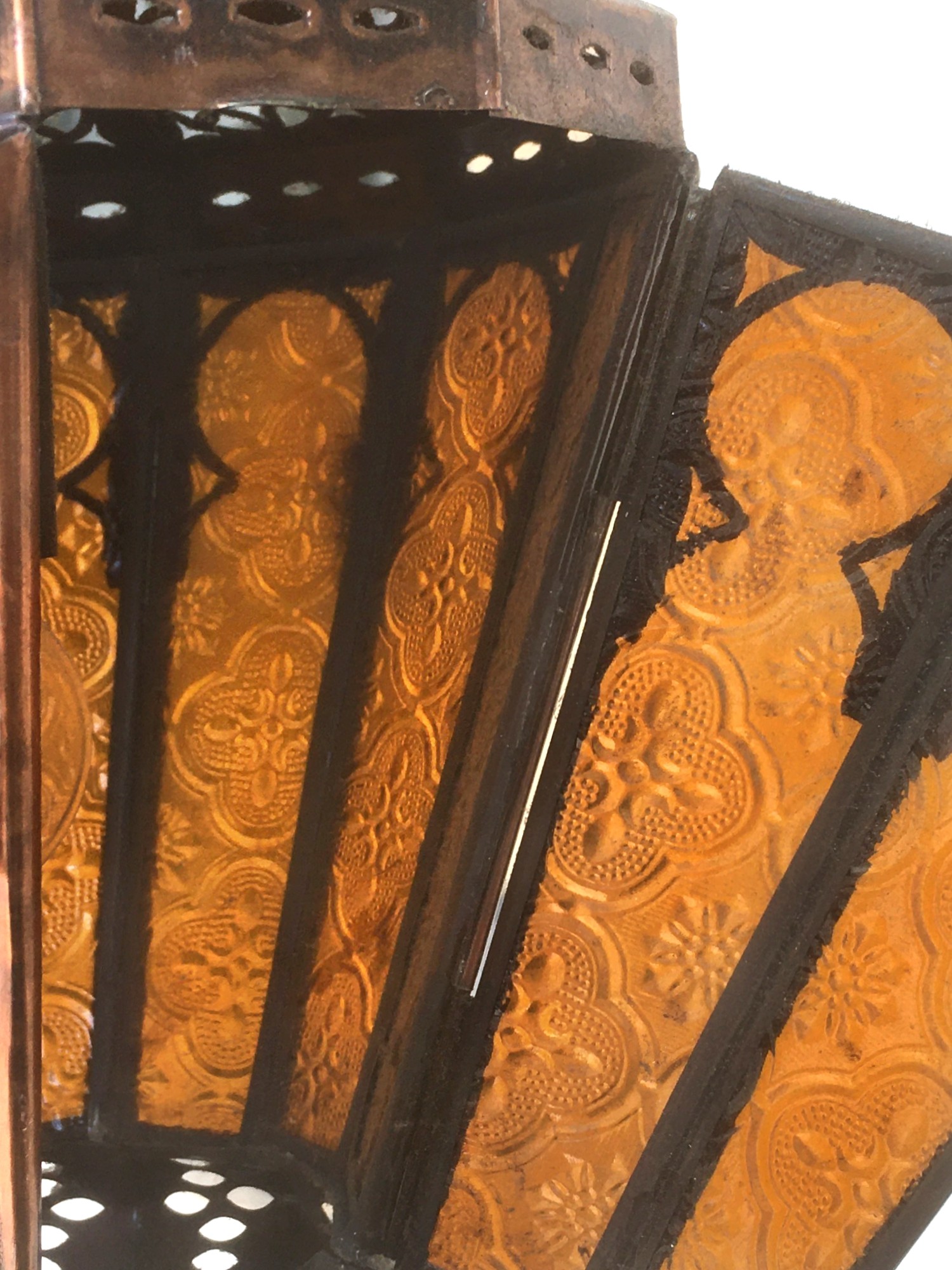 Leuchter Luster Orient Gläser Kupfer Laterne Tiffany Marokko orange