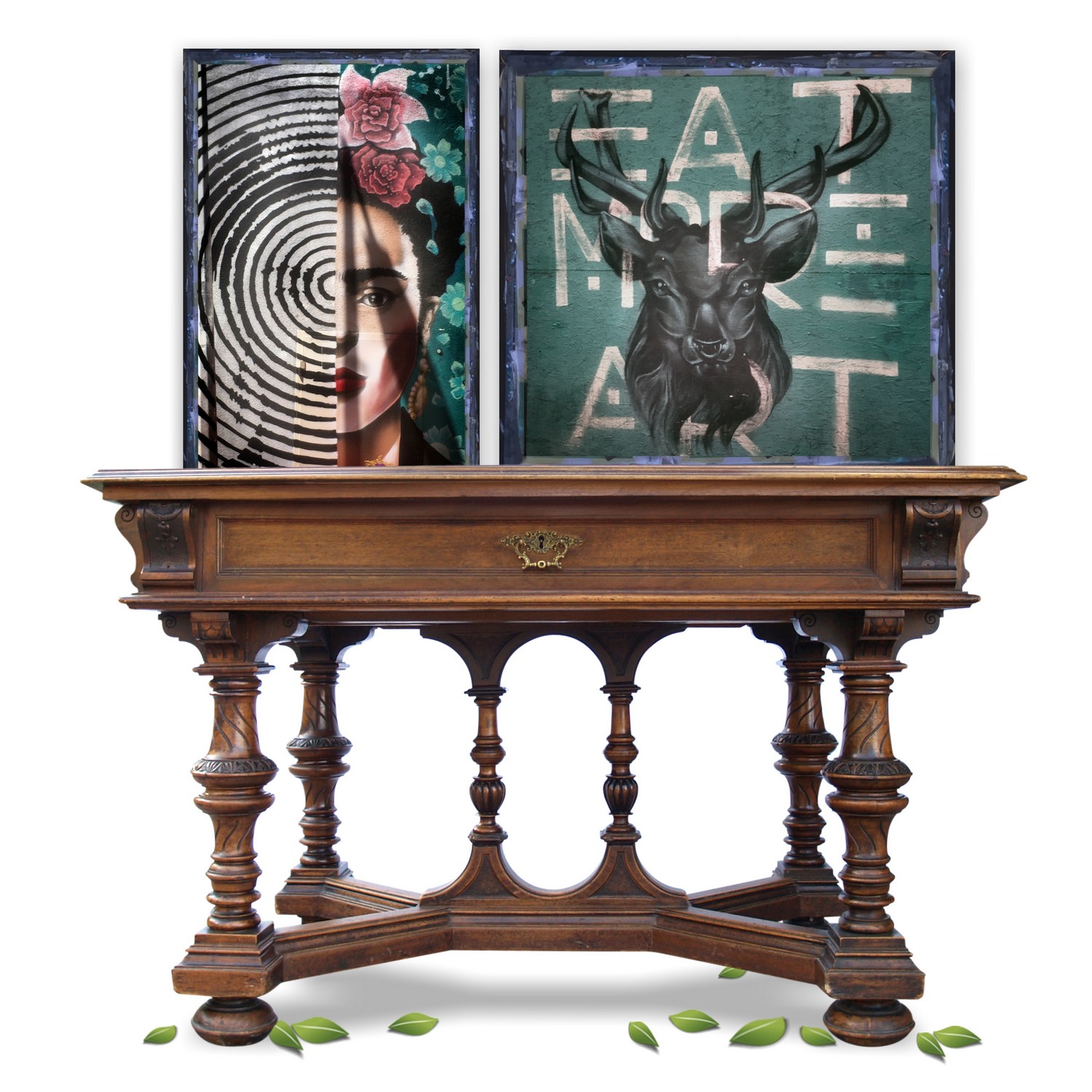 Tisch antik Vollholz Esstisch Historismus Speisetisch Traumstück! Antiker Tisch Vollholz Speisetisch Säulen Historismus Nuss