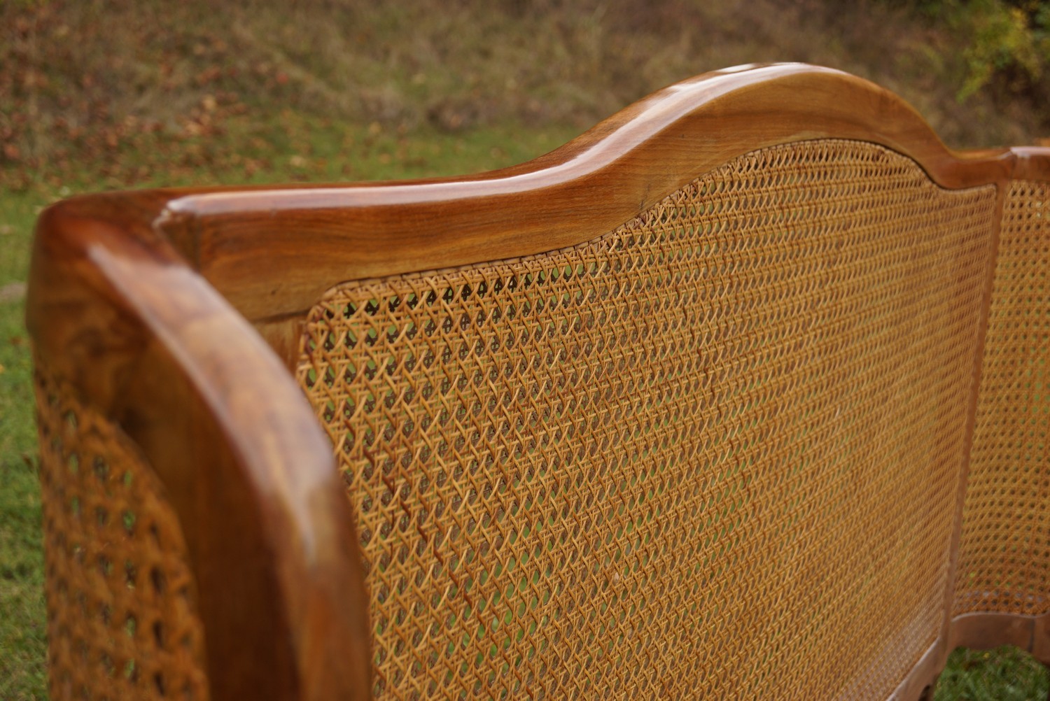 Doppelbett Chippendale antik Barockstil Vollholz Nuss Buche Möbel Wiener Geflecht Antiquität