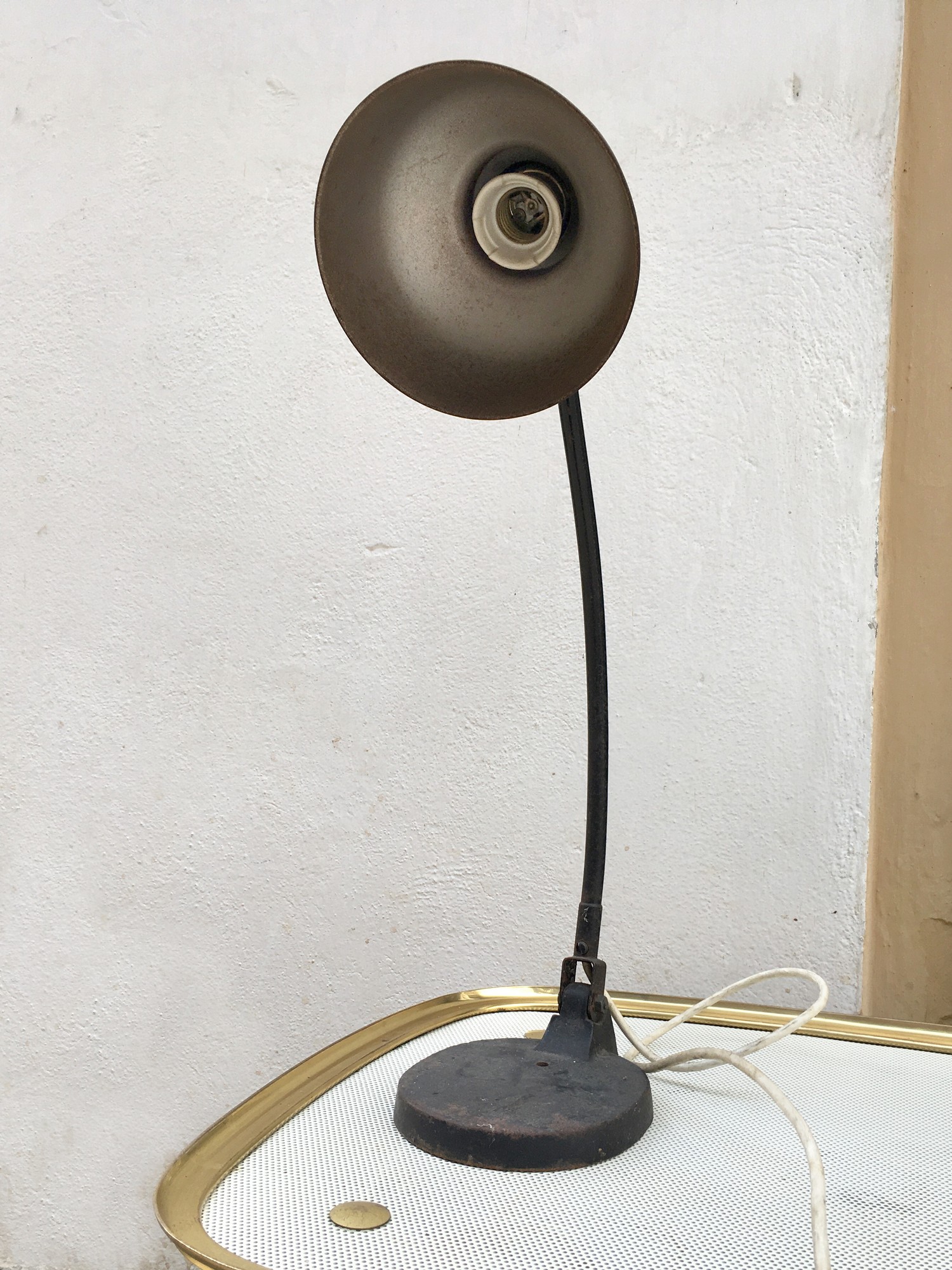 Original Vintage Tischlampe Metall schwarz verstellbar