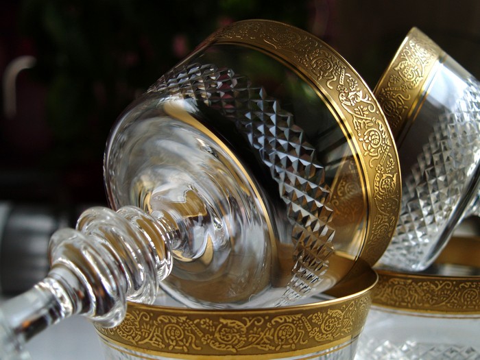 theresienthal concord minton Goldrand Waffelschliff Sektschalen