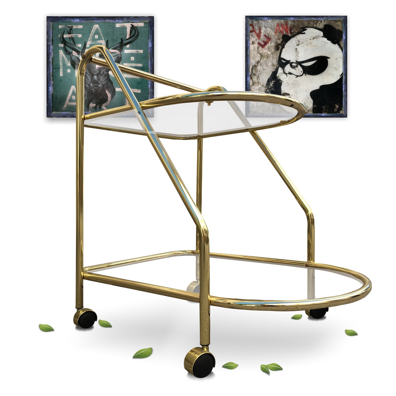 Servierwagen Vintage Messing Serviertisch Servierwagen Serviertisch Barwagen Retro Vintage Rollen Messing Rauchglas