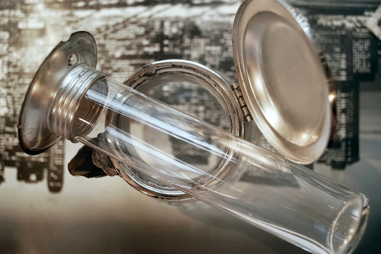 Dekanter Bleikristall Kalte Ente silbern Sieb Einsatz Eiswürfelbehälter Vintage antik