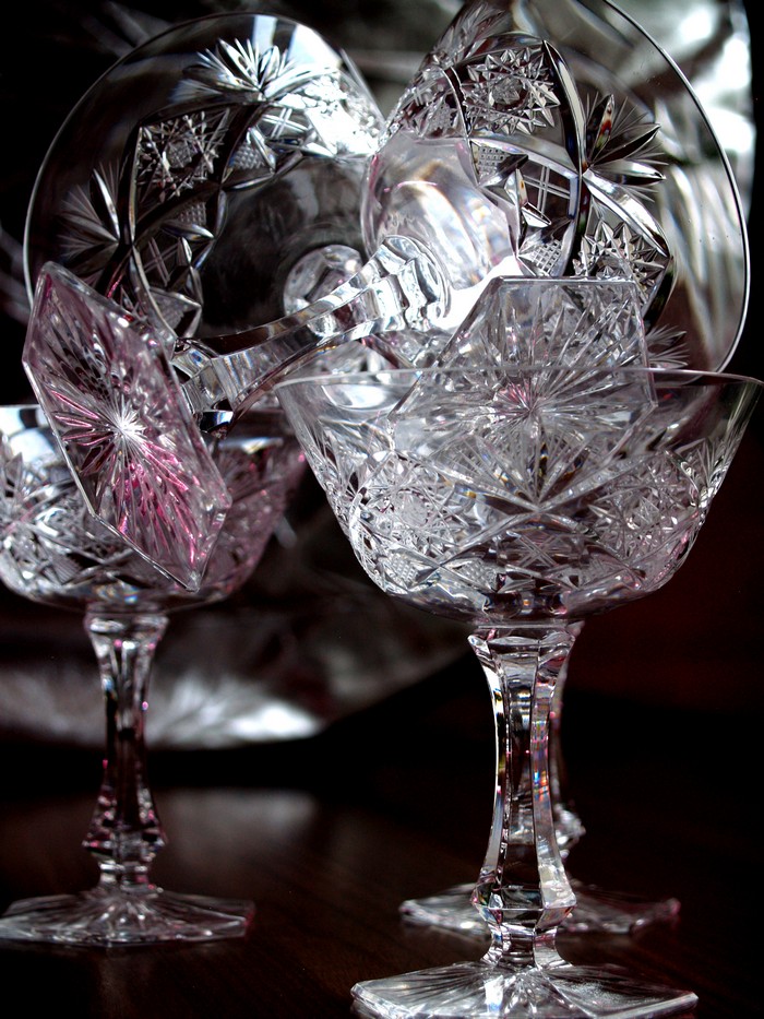 Bleikristall Sektschale geschliffen