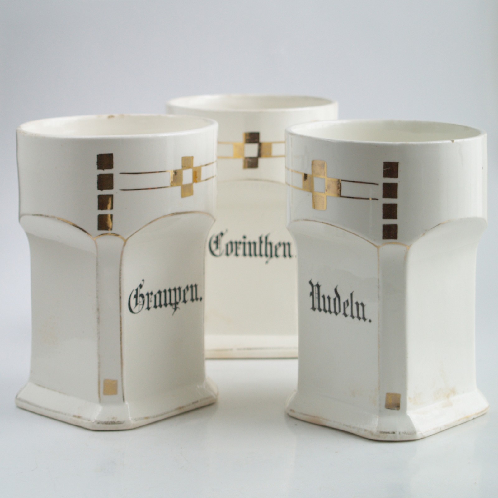 3 Stk. Vorratsdose Dose Jugendstil Art Deco Original Porzellan Dose