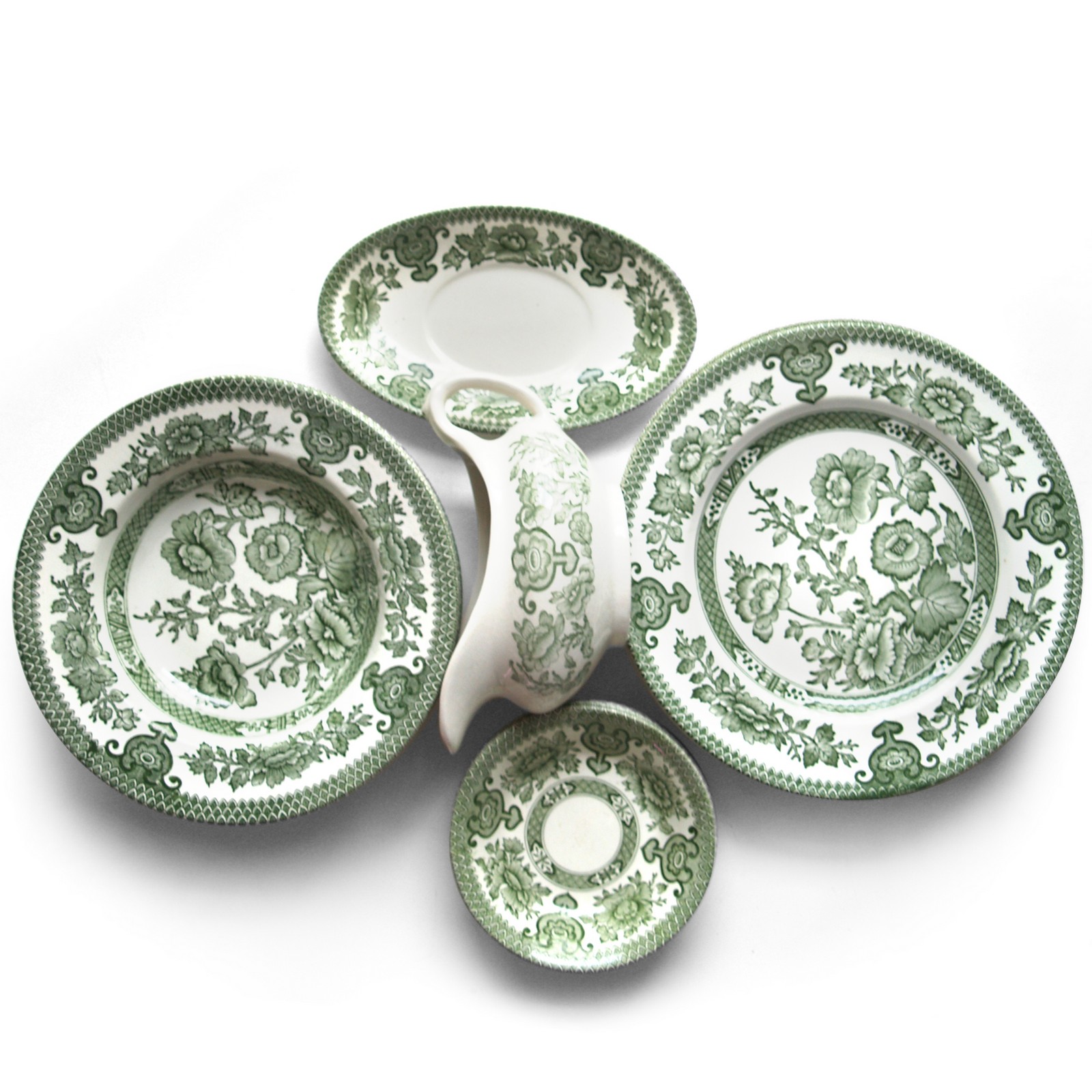 Vintage Keramik Geschirr grün antik