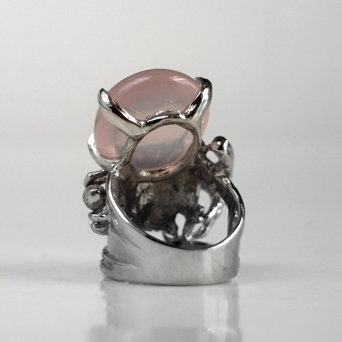 Totenkopf 925 Silber Ring Rosenquarz Edelstein HANDARBEIT Spinne