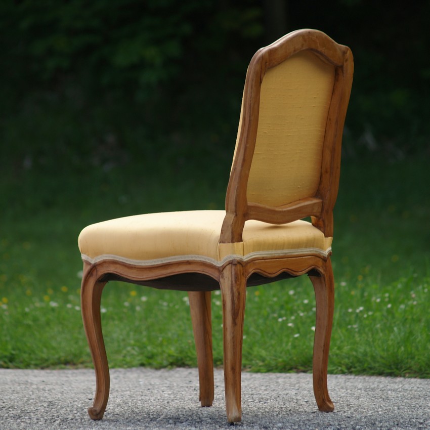 Barockstil antik Sessel Stuhl senfgelb Vollholz