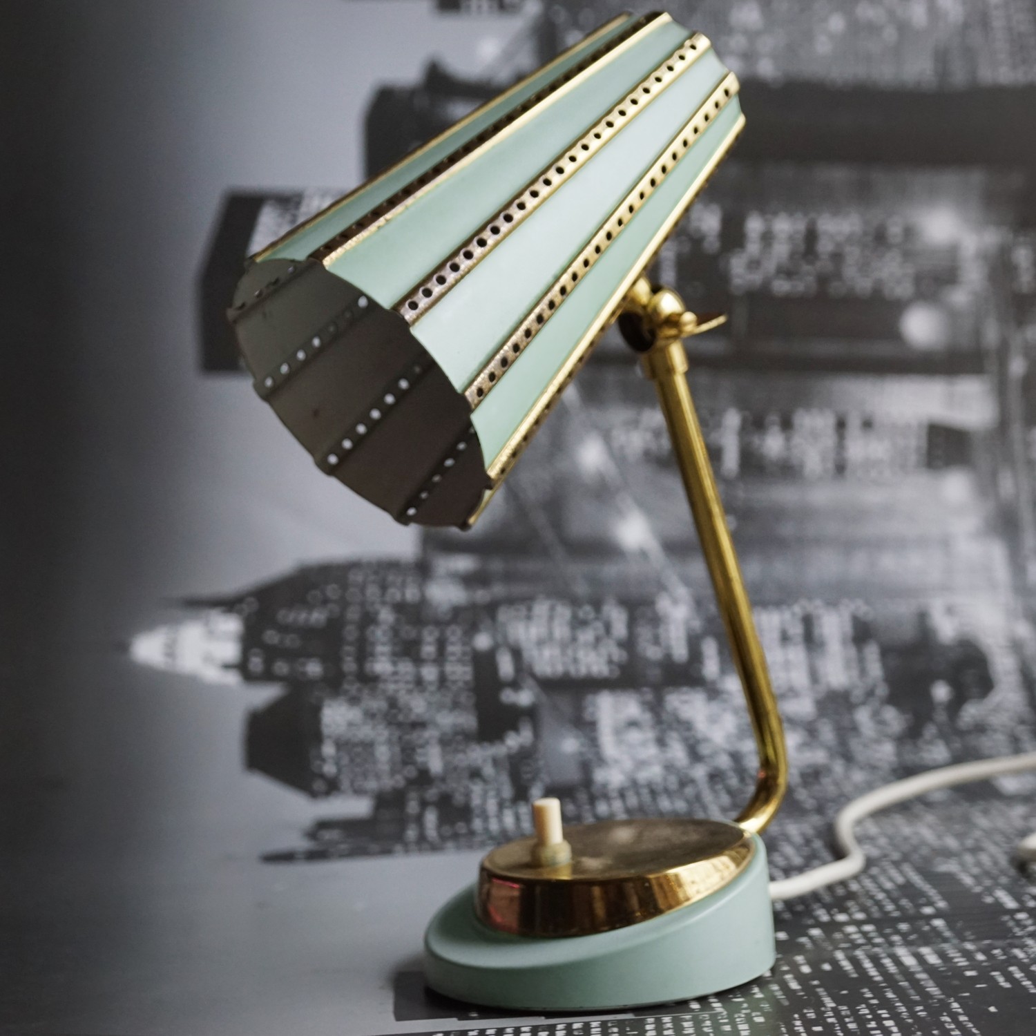 Tischlampe Vintage Pastell Midcentury Tütenlampe 50er 60er-Jahre antik