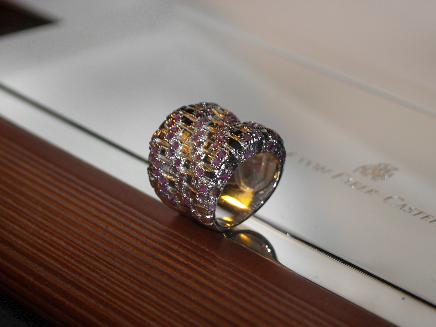 Ring 925 Silber Edelsteine Cocktailring Handarbeit Rubin Vintage