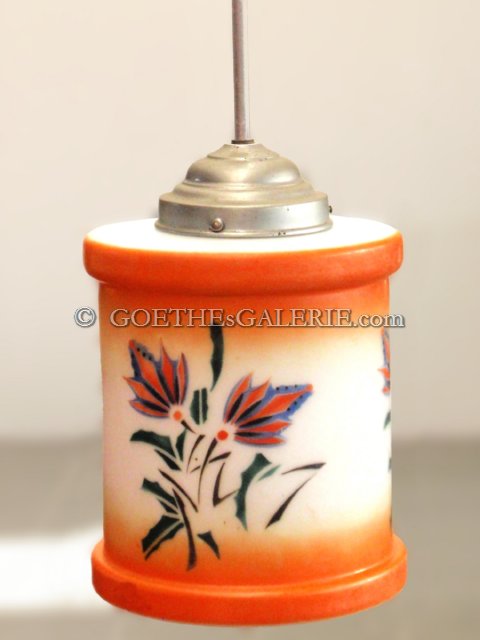 Artdeco Spritzlack Lampe orange Glas Luster
