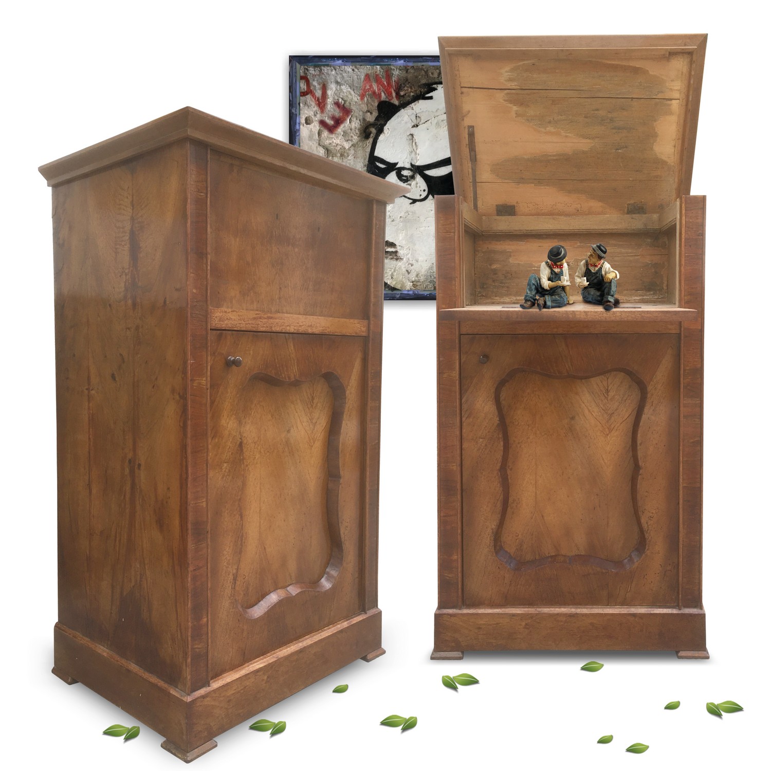 Biedermeier Kommode antik Möbel Brezelschrank zeitlos elegant Sekretär klappdeckel schmal Schrank kleiner Vintage Schrank Halbschrank Vollholz Biedermeier Kommode Waschtisch Deckel aufklappbar antik Truhe Brezelschrank