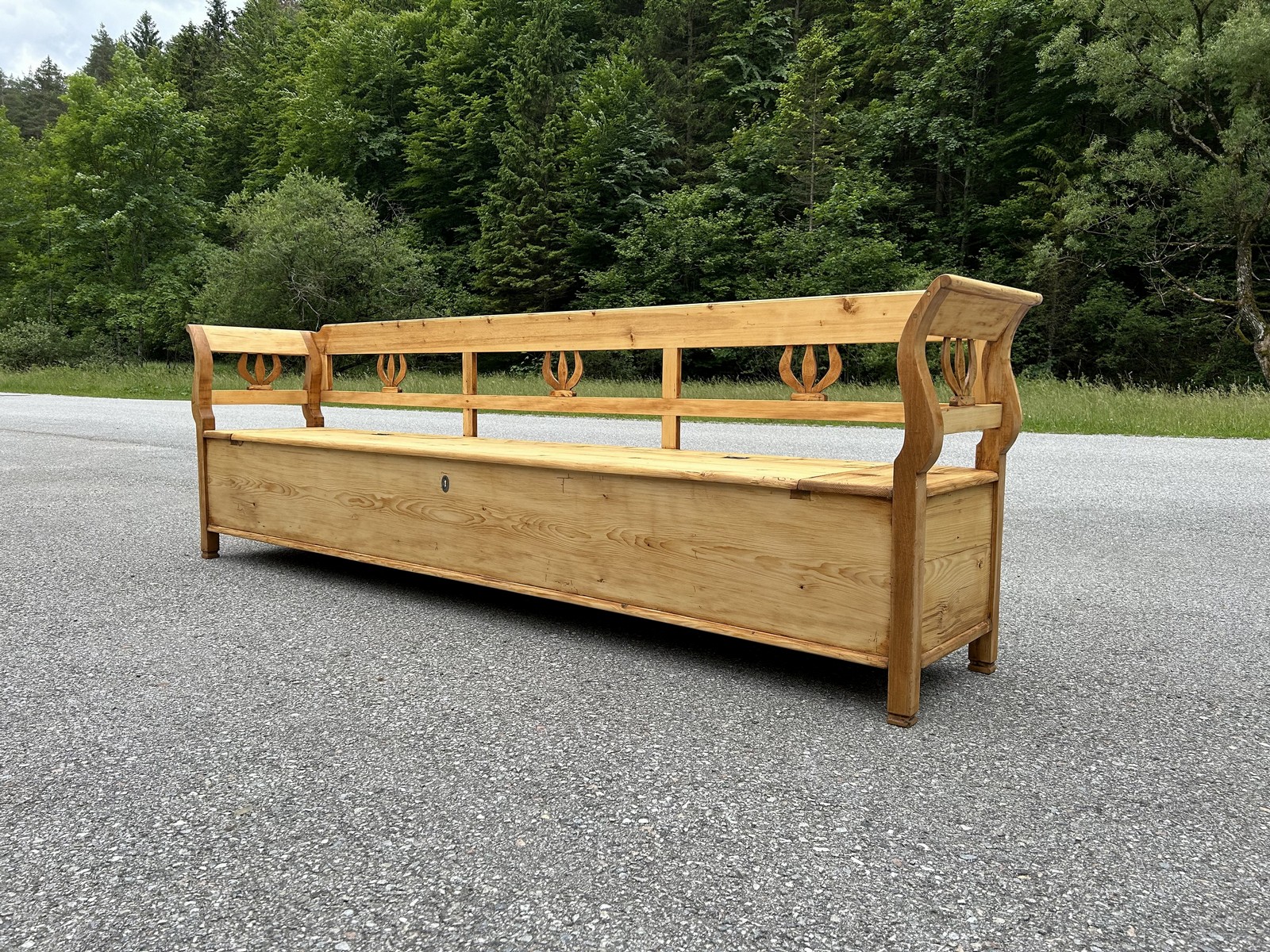 Truhenbank antik restauriert Biedermeier Sitzbank einzigartig 1820-1860 Truhenbank antik restauriert Biedermeier Sitzbank einzigartig