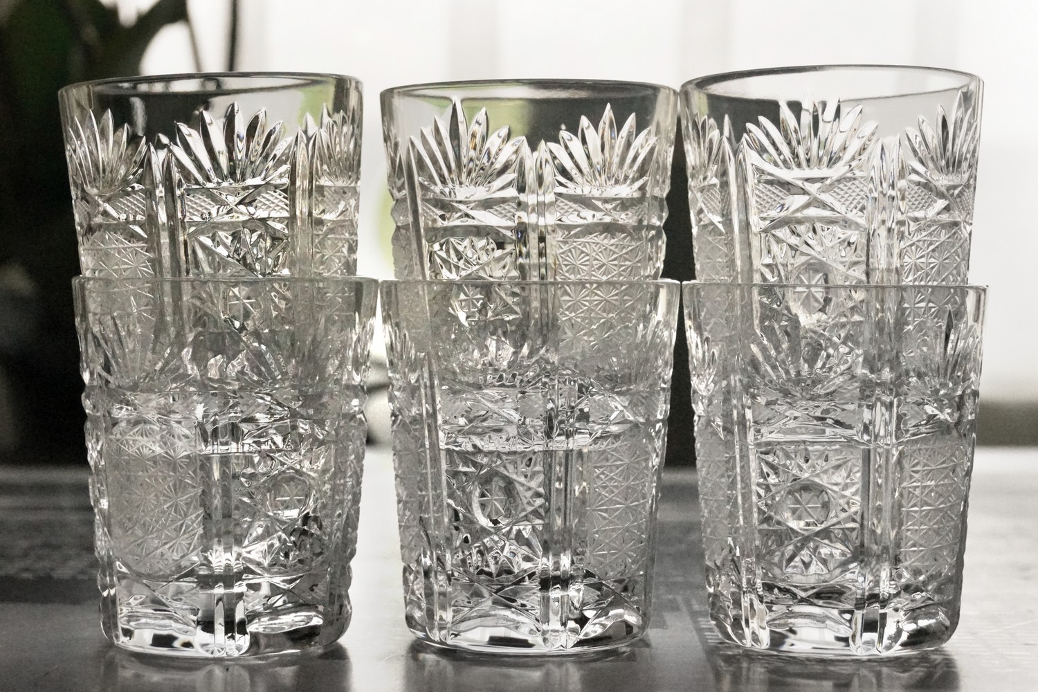 Bleikristall Becher Whisky Schnaps Gläser geschliffen Wassergläser vitrinengepflegt