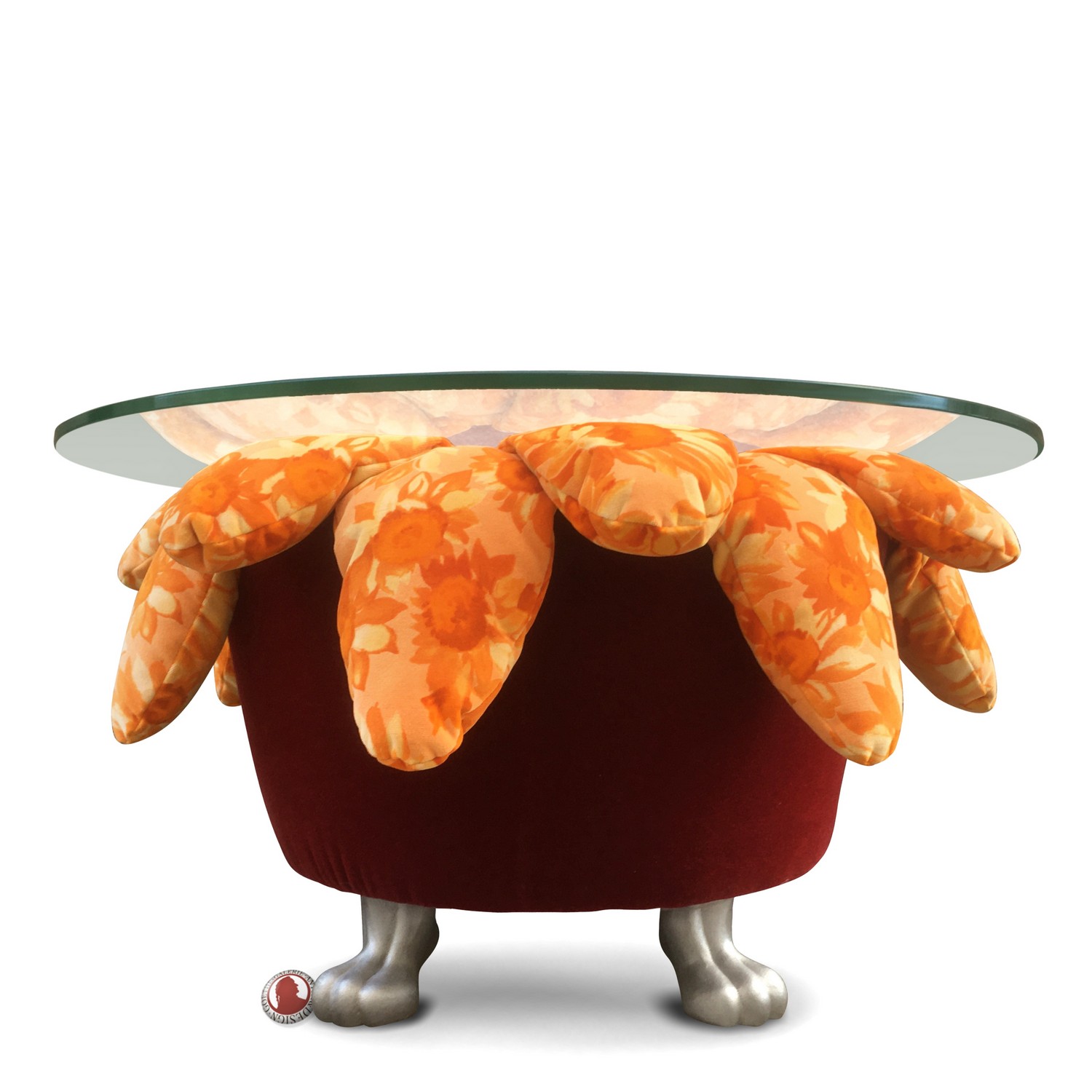 BRETZ Tisch SUNNY Couchtisch Sonnenblume rot orange Tatzenbeine