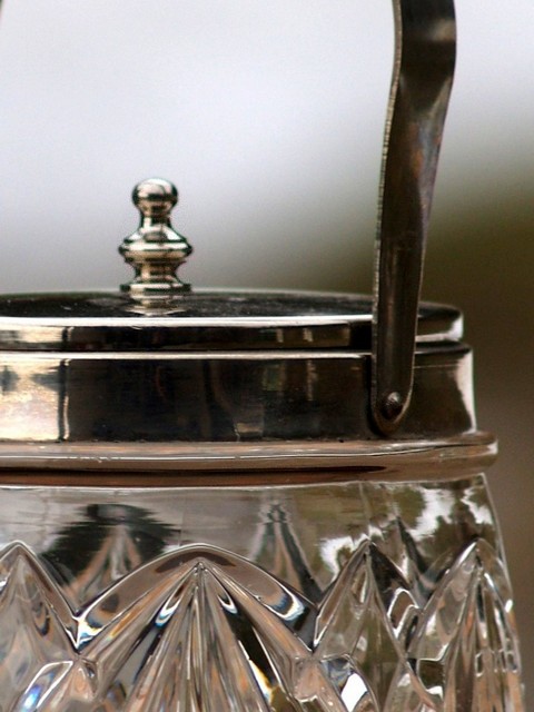 Tafelsilber Kristall Vintage HOnigdose