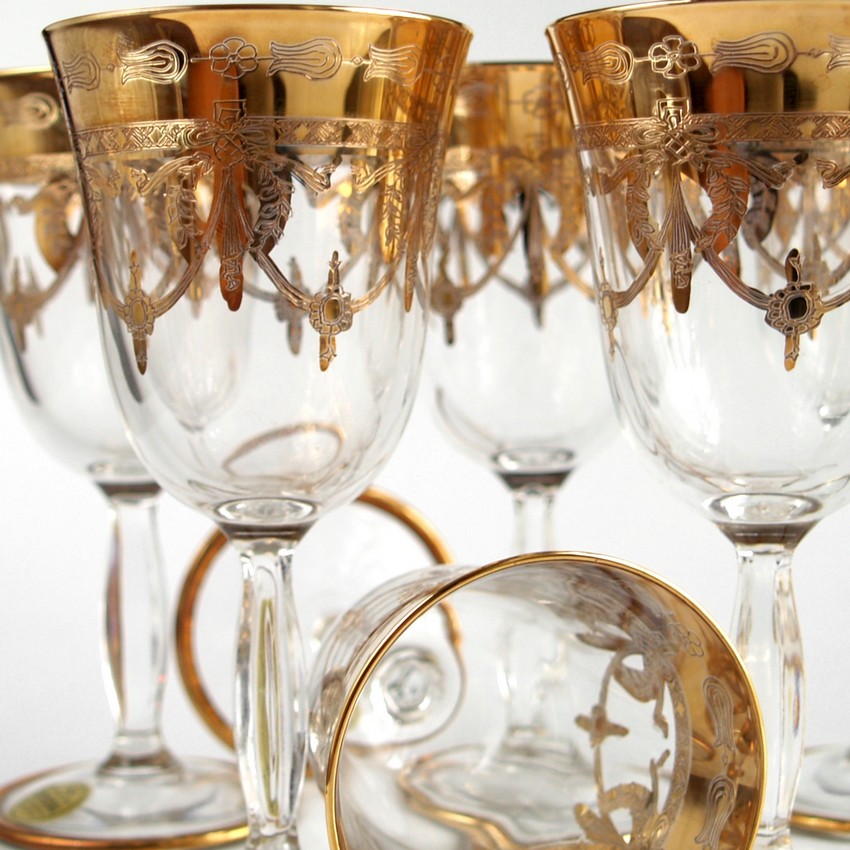 Weißweingläser Goldrand Kristall Empire Ranken