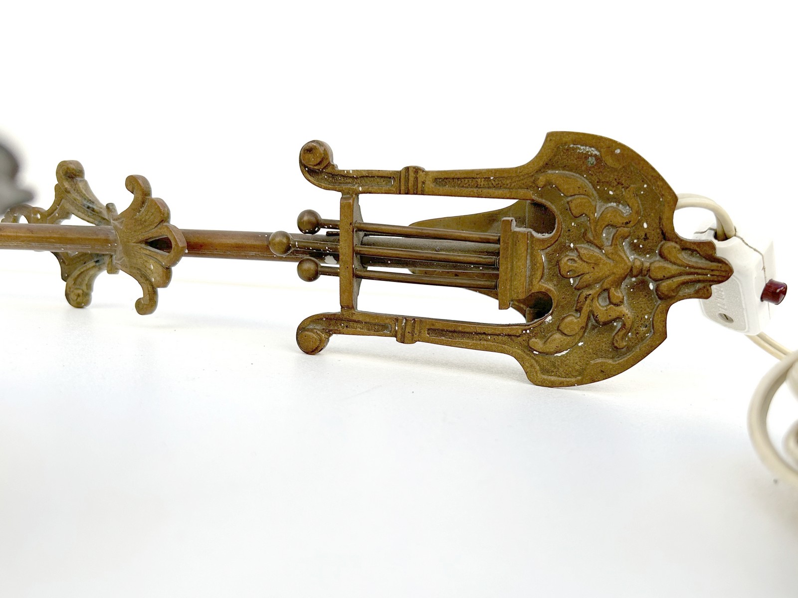 Vintage Klemmlampe antiker Leuchter Orchesterlampe Notenständer Muschel Lyra Wandlampe Tischlampe Tischleuchter Antiquität Art Deco Musik